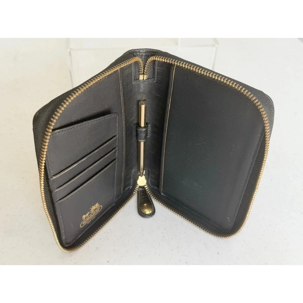 Vintage Coach Signature Stitch Black Op Art Stitched Wallet Card Holder
